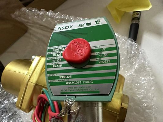 8344G074 110V Emerson ASCO Solenoid Valve 4 Way 1/2 "NPT Single Solenoid Brass Body