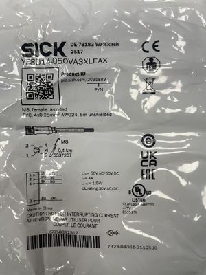 Đầu nối IP20 EN 60529 Cáp cảm biến/bộ truyền động SICK YF8U14-050VA3XLEAX với mức tiêu thụ dòng điện 40 mA