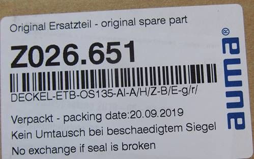 Z026.651 Các bộ phận thiết bị điều khiển AUMA cho thiết bị điều khiển nhiều vòng SA 30.1 / SAR 30.1 Mác